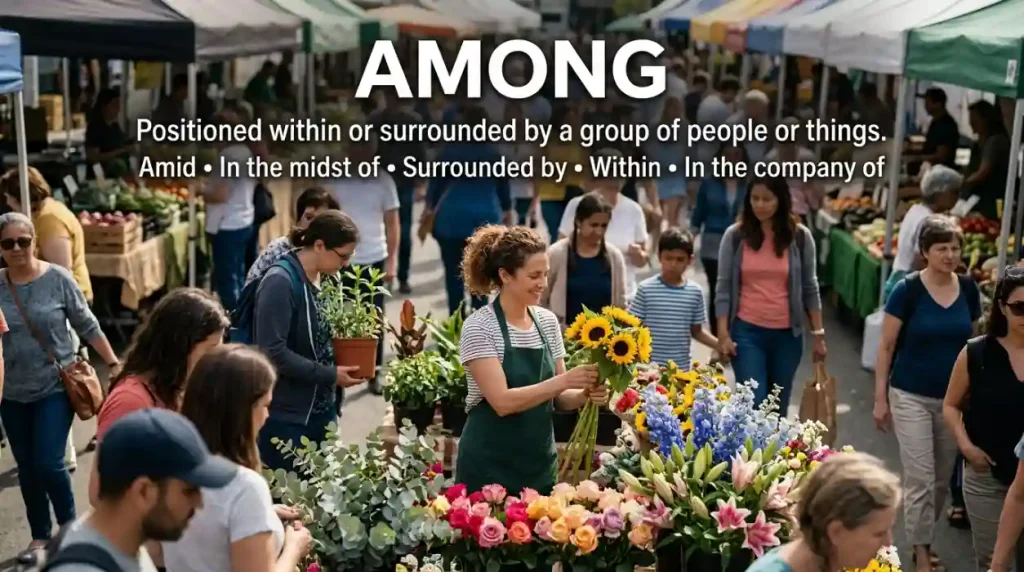 Synonyms for Among and their meanings