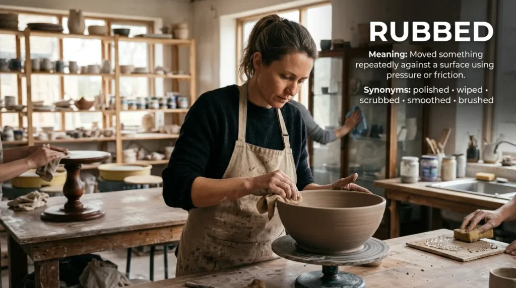 synonyms for rubbed