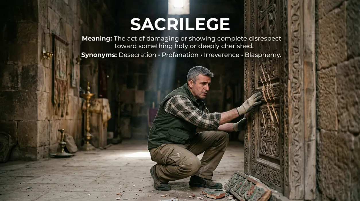 The act of damaging or showing complete disrespect toward a holy place or cherished object.