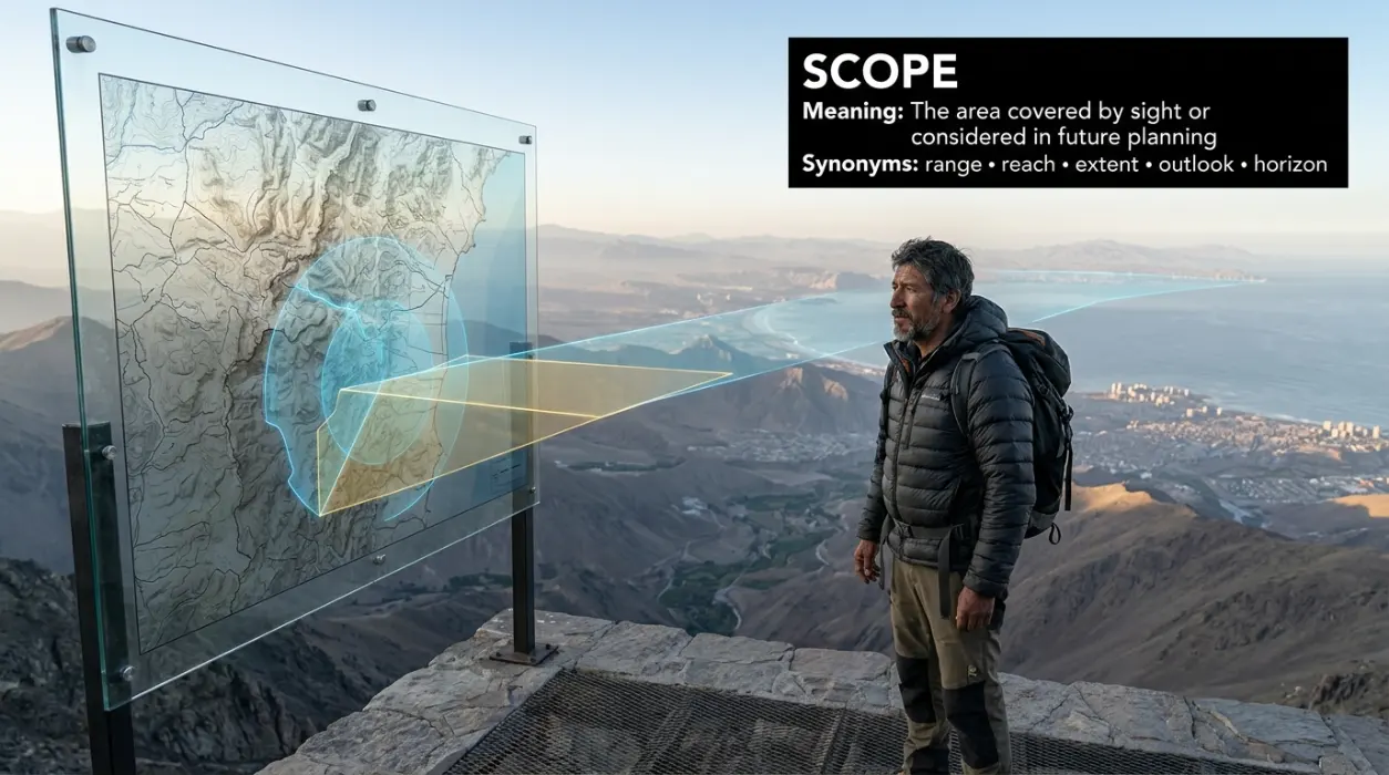 The spatial area covered by sight or strategic future planning.