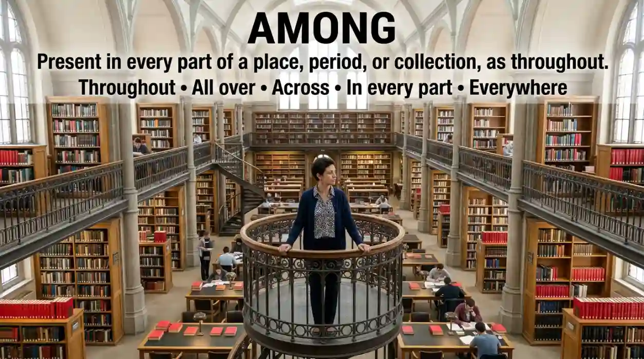Throughout means in every part of a place, period, or collection