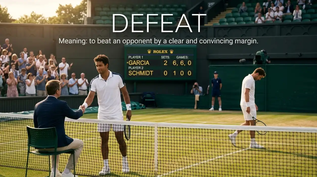 To beat an opponent by a clear and convincing margin.