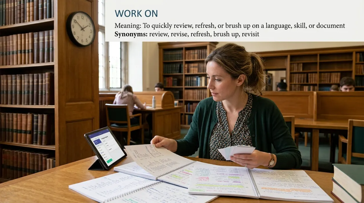 To review and brush up on a language, skill, or document quickly.