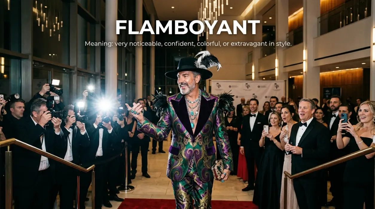 Very noticeable, confident, colorful, or extravagant in style.