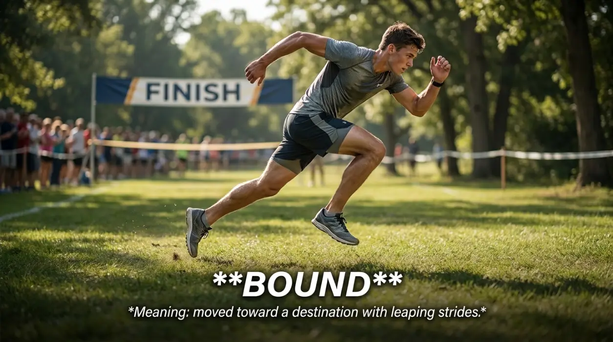 Walked or ran with leaping strides toward a destination