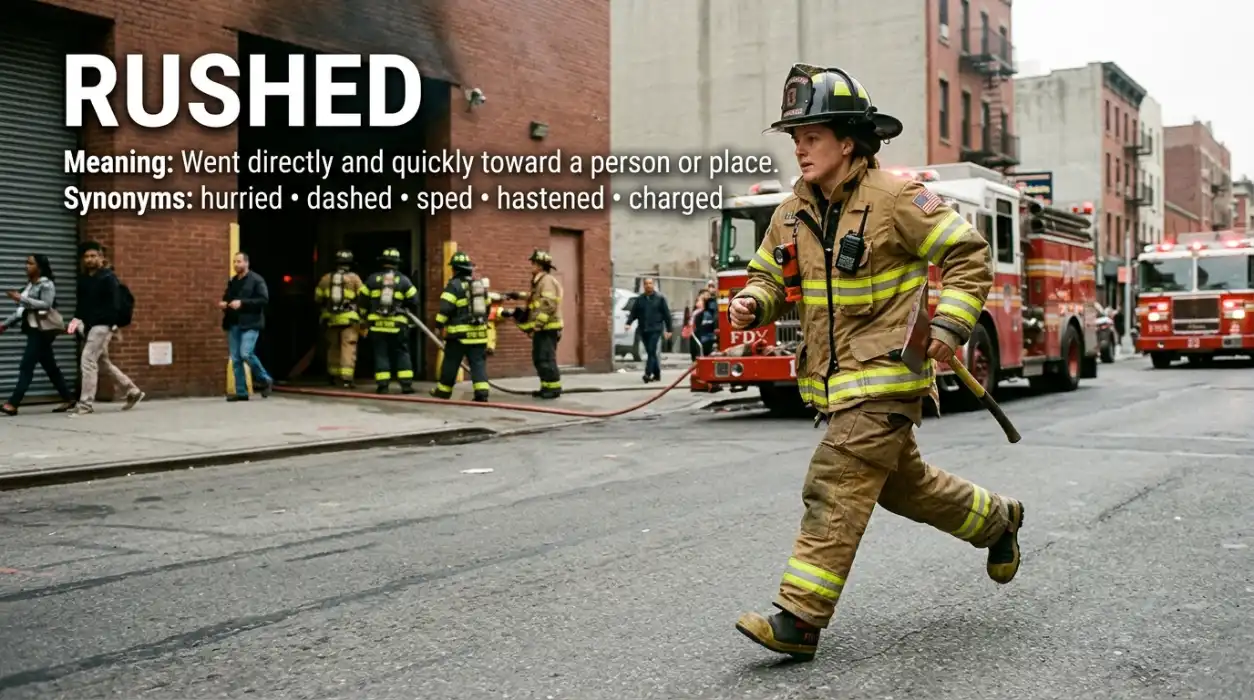 Went directly and quickly toward a person or place.
