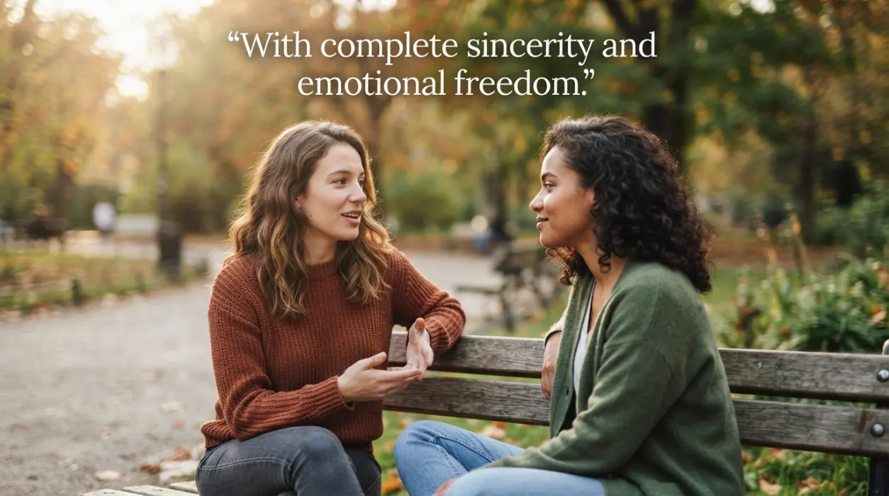 With complete sincerity and emotional freedom.
