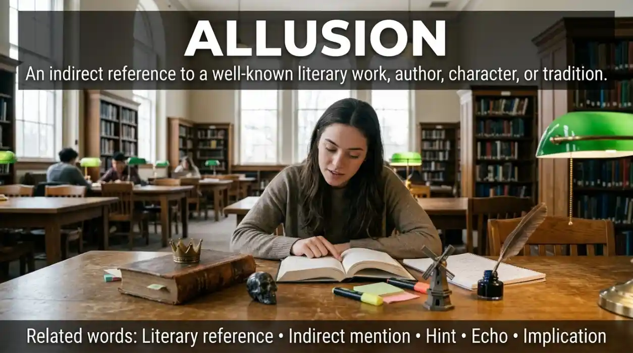 A literary reference points to a known work, author, character, or literary tradition.