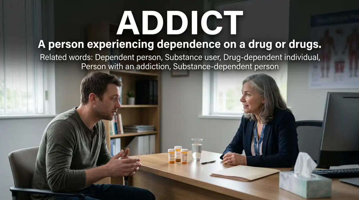 A person experiencing dependence on a drug or drugs.