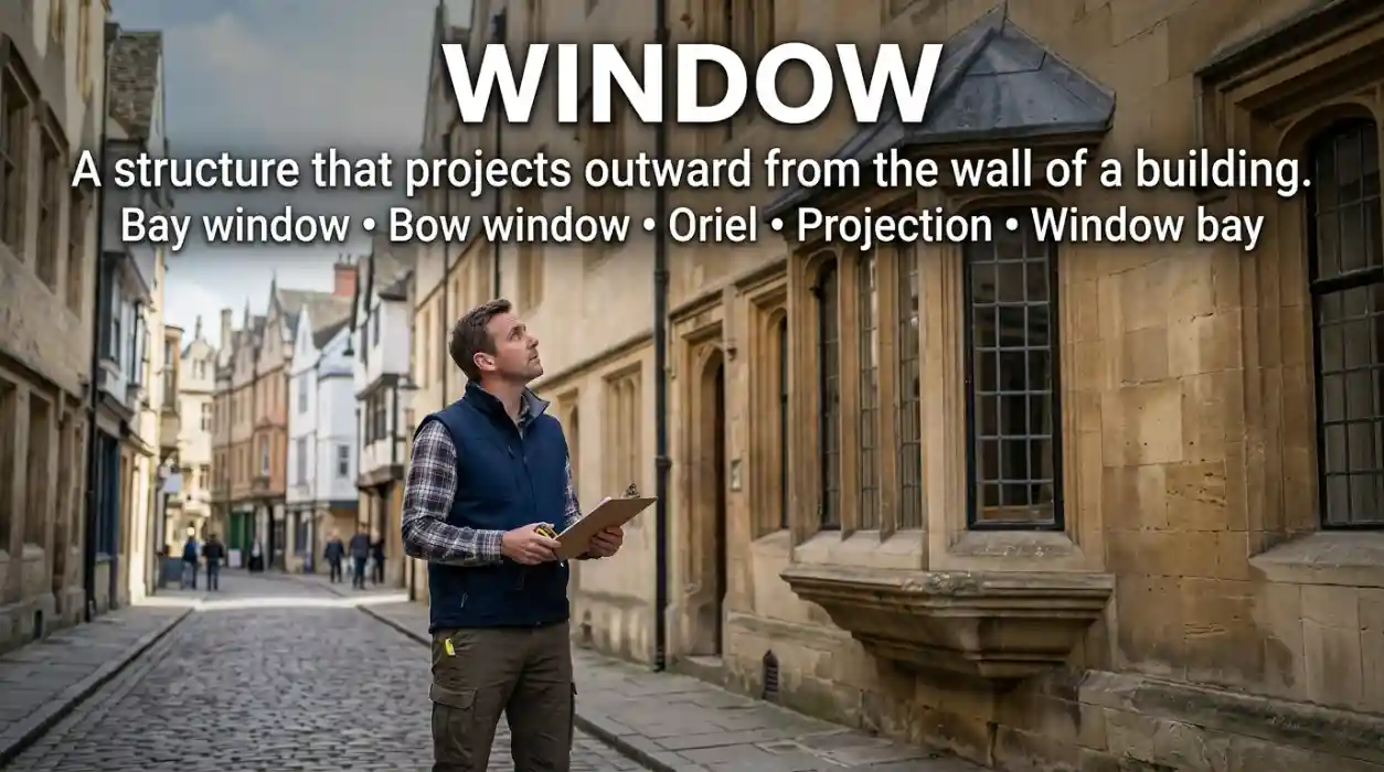 A window that projects outward from the wall of a building.