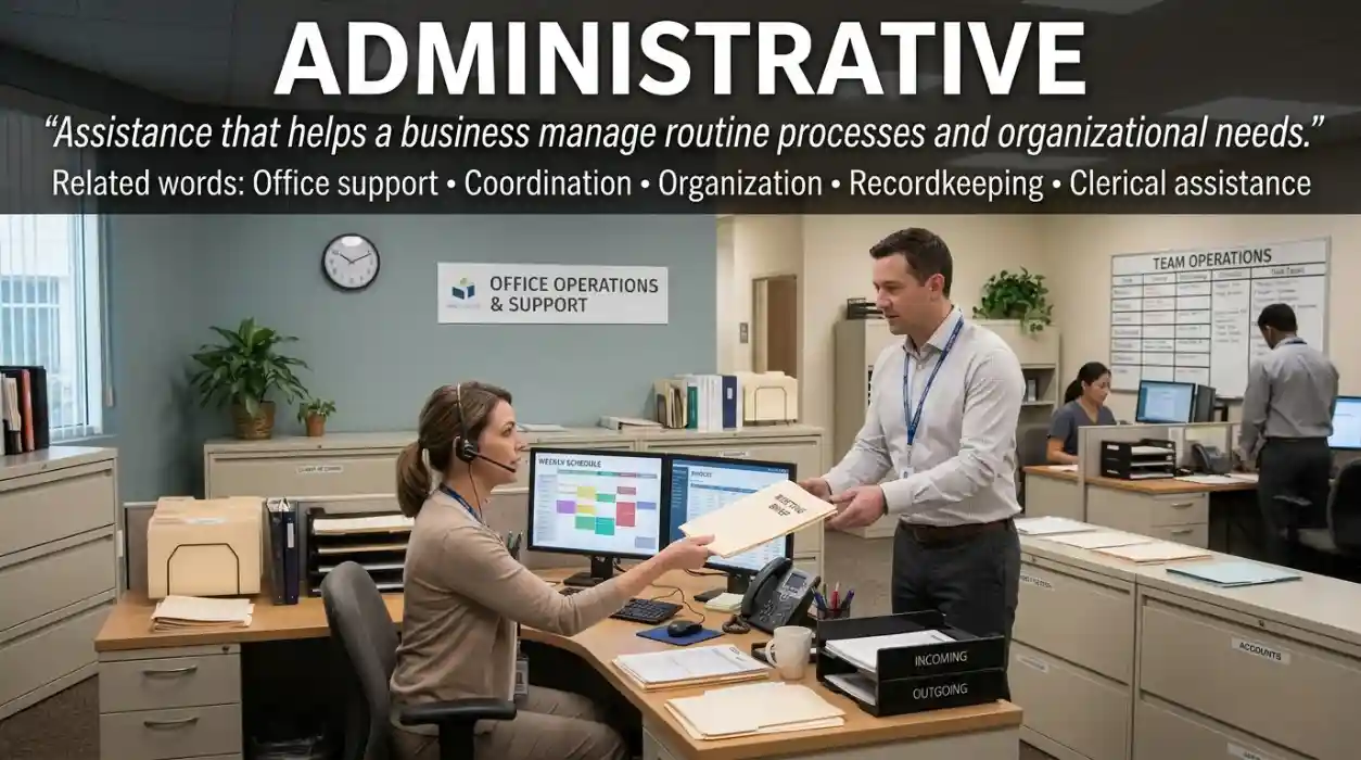  Assistance that helps a business manage its routine processes and organizational needs.