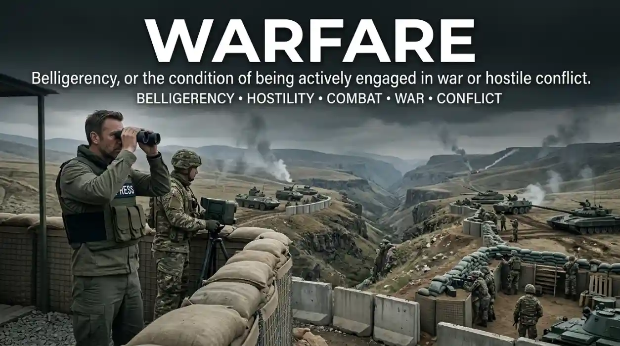 Belligerency describes the condition or status of being actively engaged in war or hostile conflict.