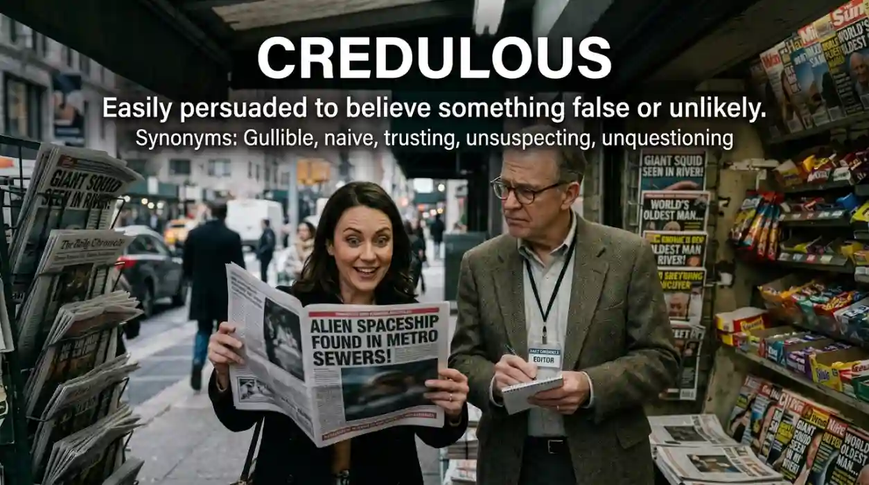 Easily persuaded to believe something false or unlikely.