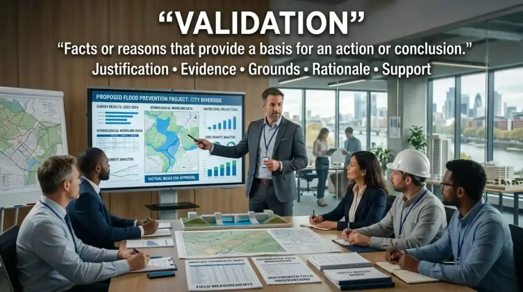 Facts or reasons that provide a basis for an action or conclusion.