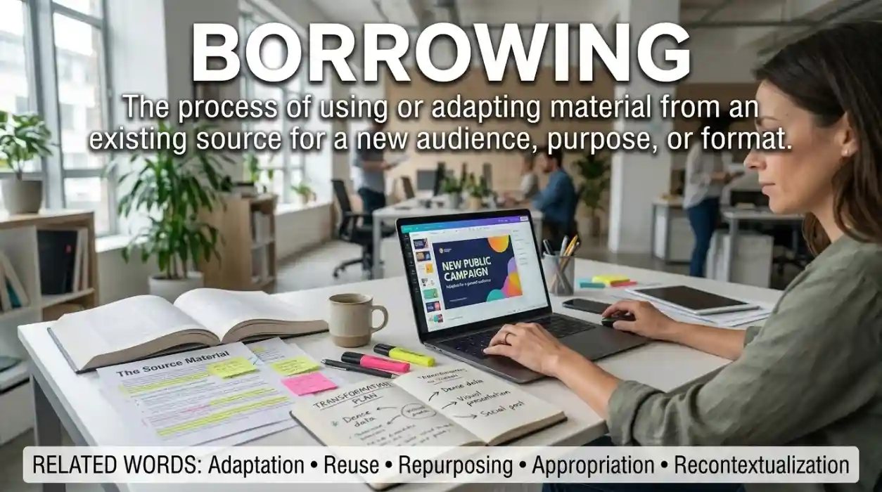 Modifying material from an existing source for a new audience, purpose, or format.