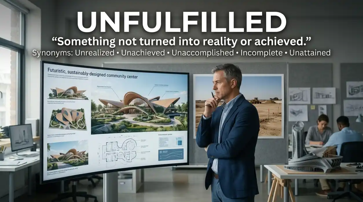 Not turned into reality or achieved.

