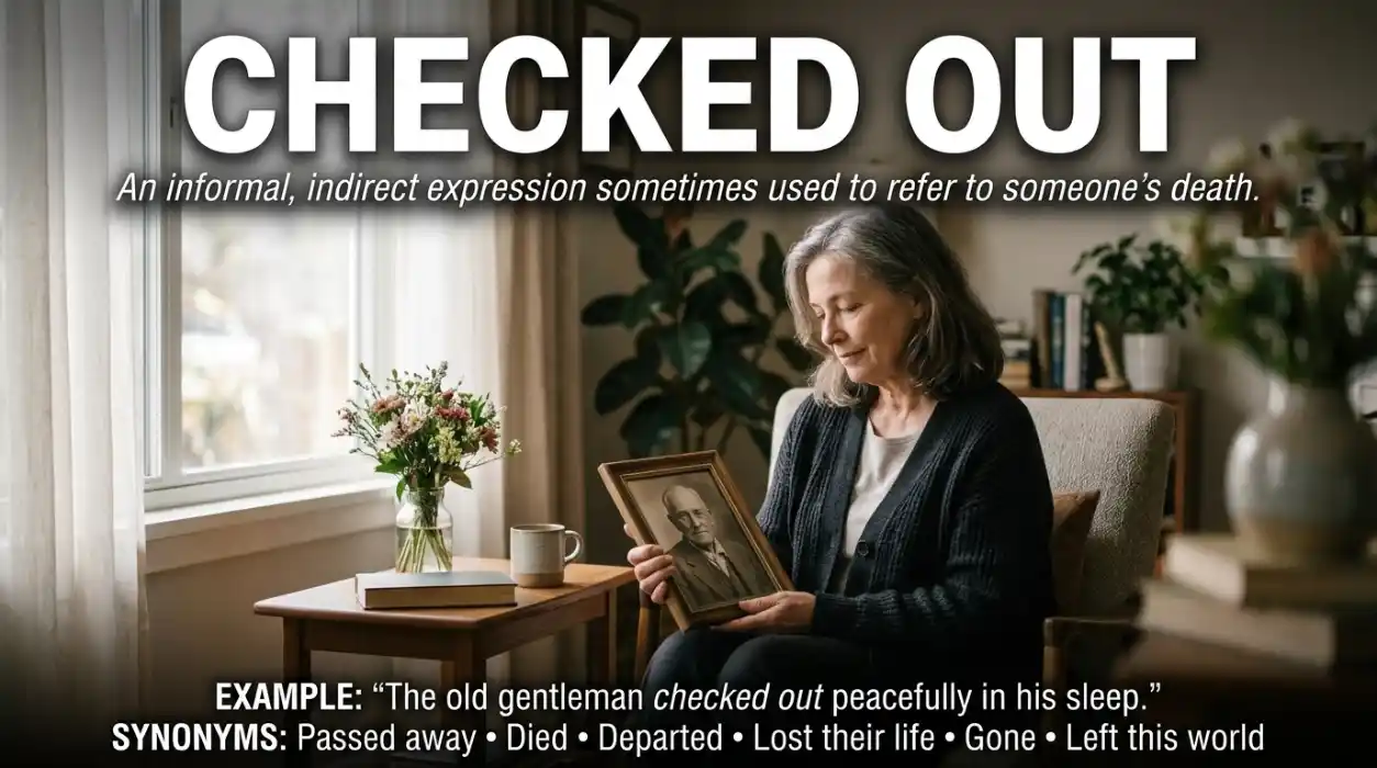 Synonyms for checked out meaning refers gently and respectfully to someone's death