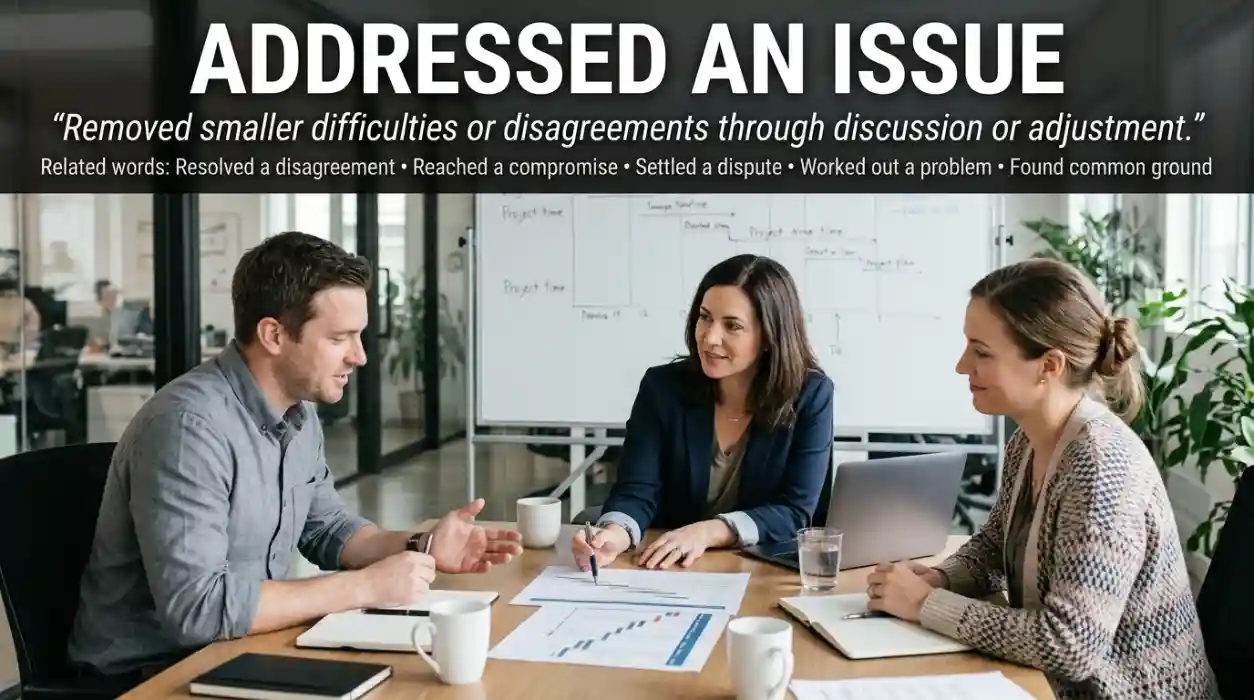 Removed smaller difficulties or disagreements through discussion or adjustment.