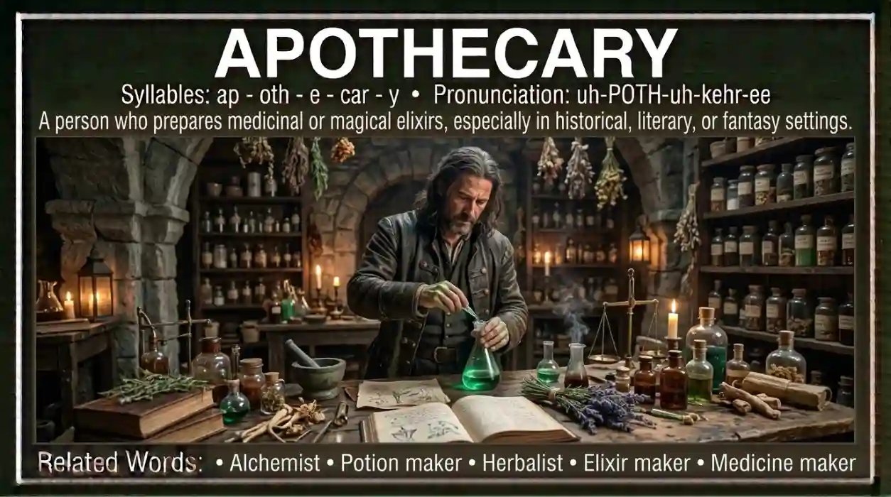 Someone who prepares an elixir, often in historical, literary, or fantasy contexts.