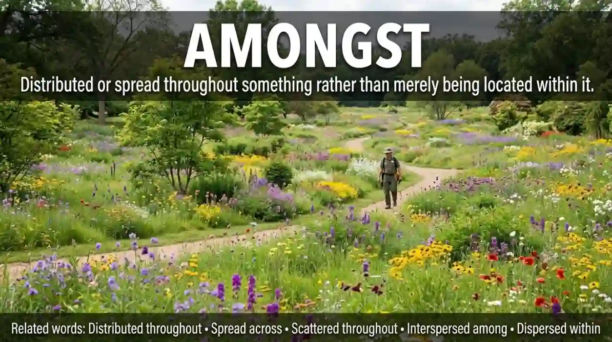 Spreading throughout something rather than simply occupying a position within it.