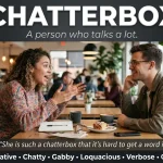 Synonyms for chatterbox with alternative words for a person who talks a lot