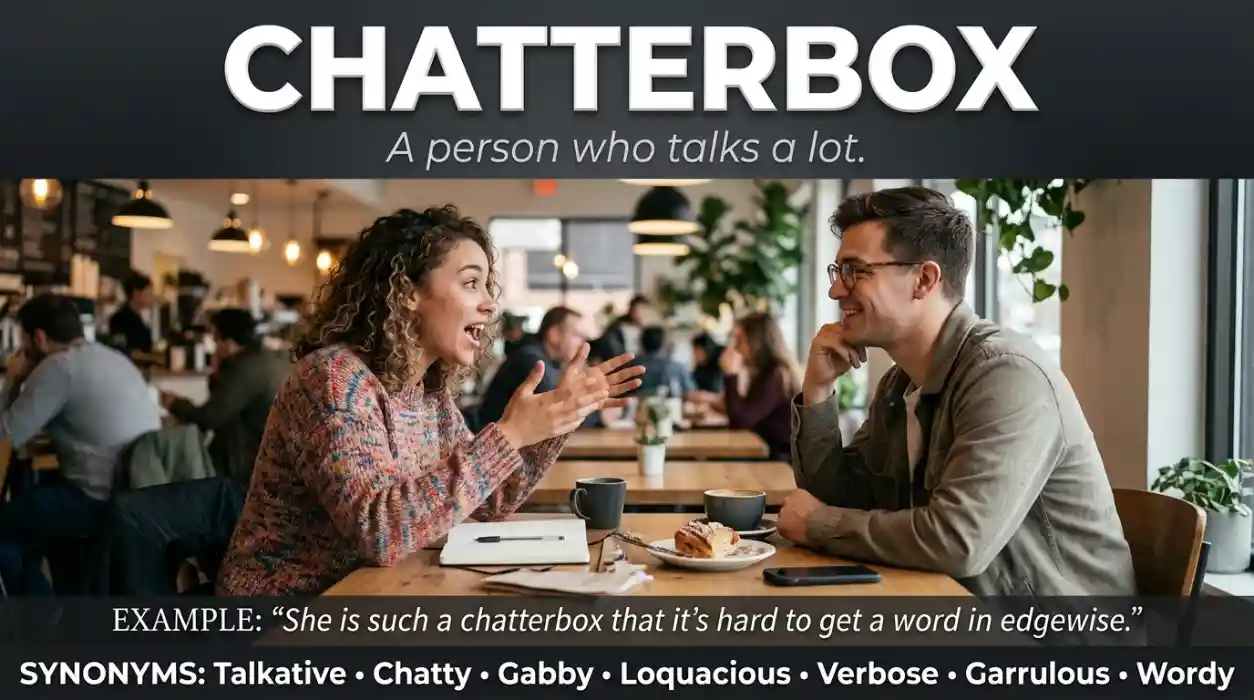 Synonyms for chatterbox with alternative words for a person who talks a lot