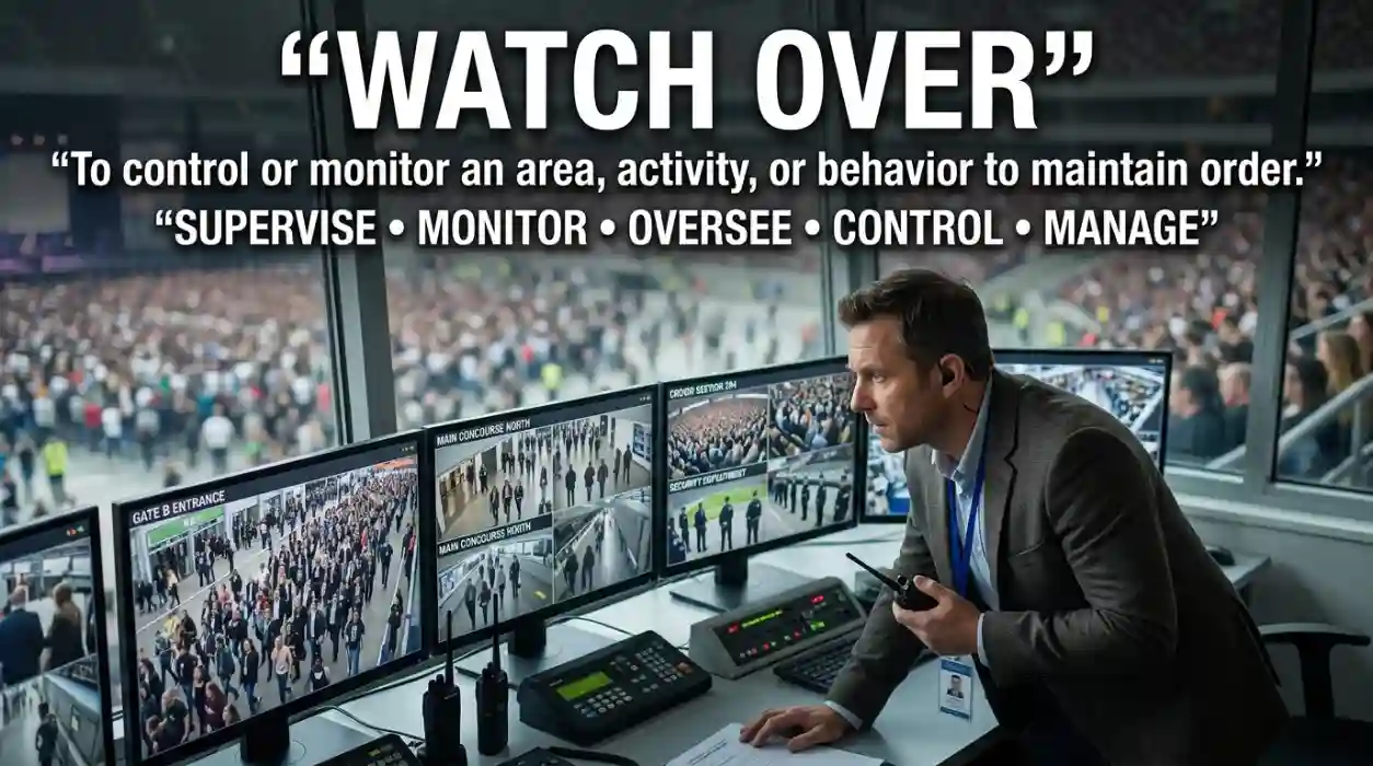 To control or monitor an area, activity, or behavior to maintain order.