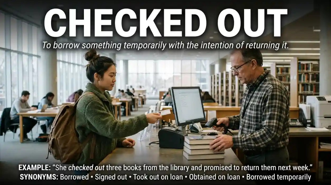 Synonyms for checked out meaning took something temporarily with the intention of returning it