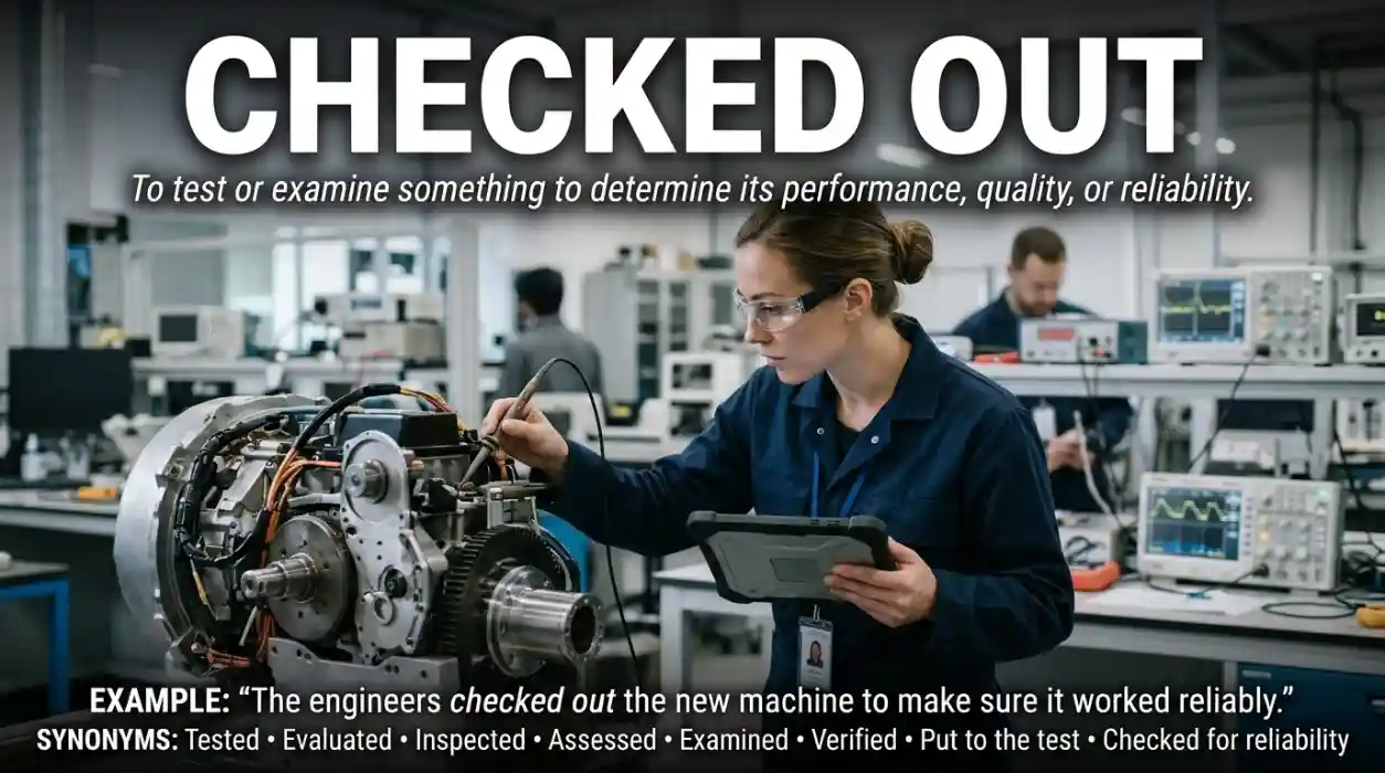 Synonyms for checked out meaning used a method or procedure to determine performance, quality, or reliability