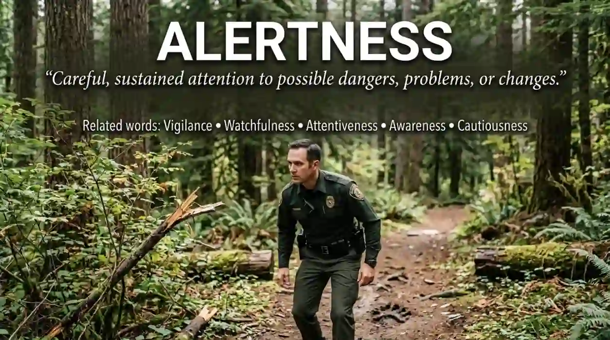 Vigilance is careful, sustained attention to possible danger, problems, or changes.